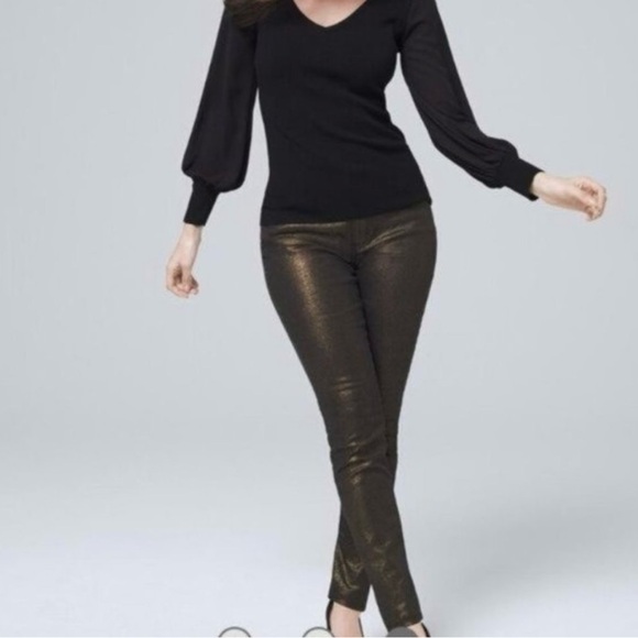 White House Black Market Denim - NWT White House Black Market Curvy-Fit Mid-Rise Metallic Skinny Jeans